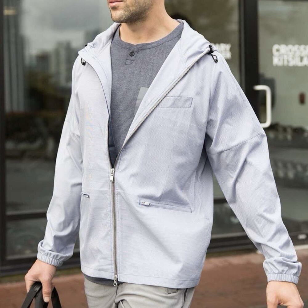 Lululemon Reaction Jacket Hampton Blue Mens Sz Large Flaws Stains Active Outdoor